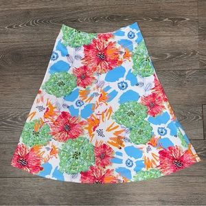 Before+Again NWOT bright abstract watercolor floral silky A-line skirt sz Small
